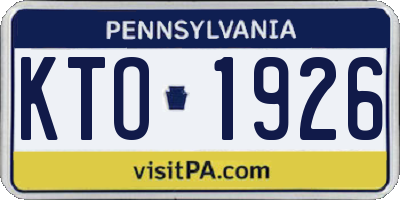PA license plate KTO1926