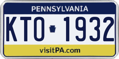 PA license plate KTO1932