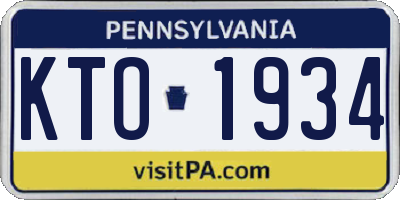 PA license plate KTO1934