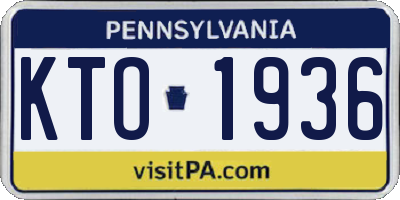 PA license plate KTO1936