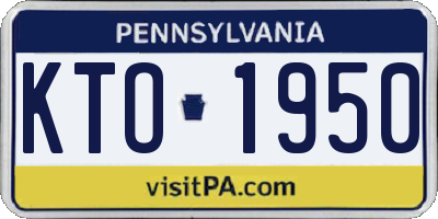 PA license plate KTO1950