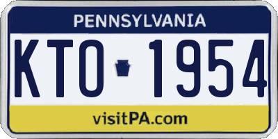 PA license plate KTO1954
