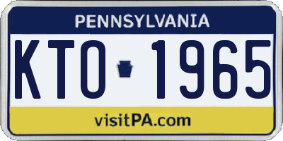 PA license plate KTO1965