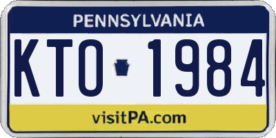 PA license plate KTO1984