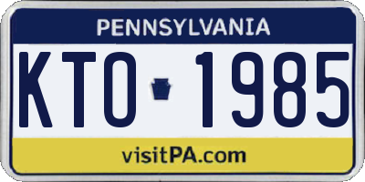 PA license plate KTO1985