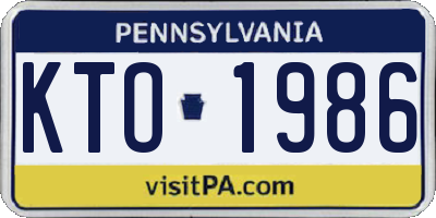 PA license plate KTO1986