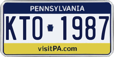 PA license plate KTO1987