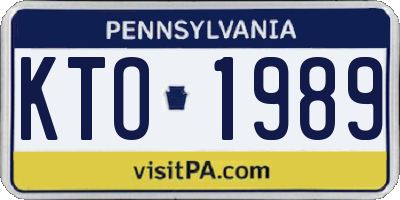PA license plate KTO1989