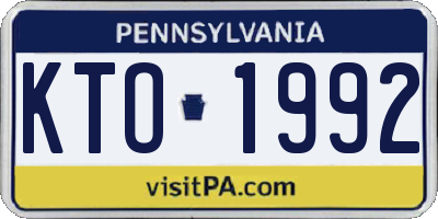 PA license plate KTO1992