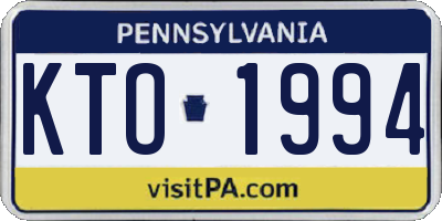 PA license plate KTO1994