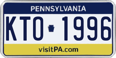 PA license plate KTO1996