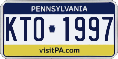 PA license plate KTO1997