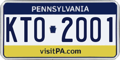PA license plate KTO2001
