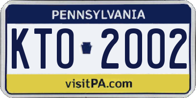 PA license plate KTO2002