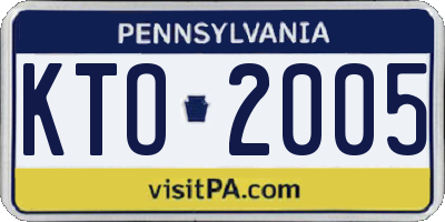 PA license plate KTO2005