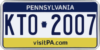 PA license plate KTO2007