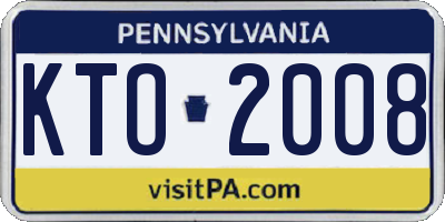 PA license plate KTO2008