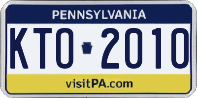 PA license plate KTO2010