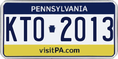 PA license plate KTO2013