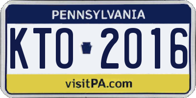 PA license plate KTO2016