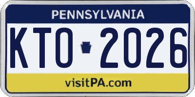 PA license plate KTO2026