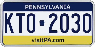 PA license plate KTO2030