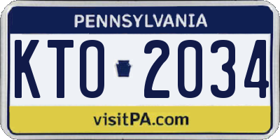 PA license plate KTO2034