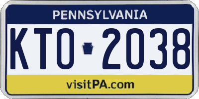 PA license plate KTO2038