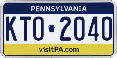 PA license plate KTO2040