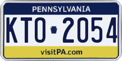 PA license plate KTO2054