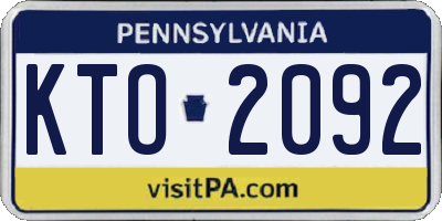PA license plate KTO2092