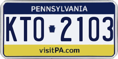 PA license plate KTO2103