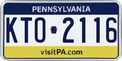 PA license plate KTO2116