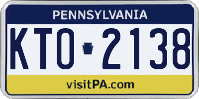 PA license plate KTO2138