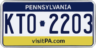 PA license plate KTO2203