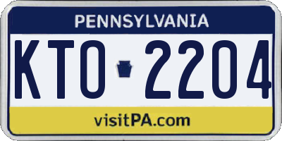 PA license plate KTO2204
