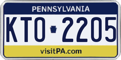 PA license plate KTO2205