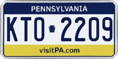 PA license plate KTO2209