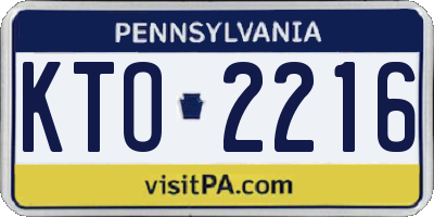 PA license plate KTO2216