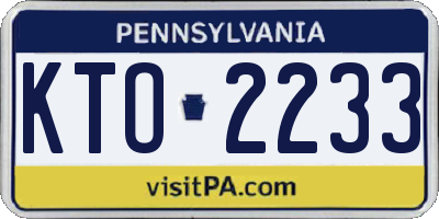 PA license plate KTO2233