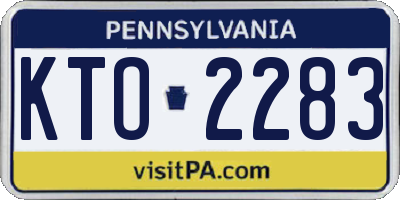 PA license plate KTO2283