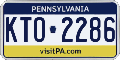 PA license plate KTO2286