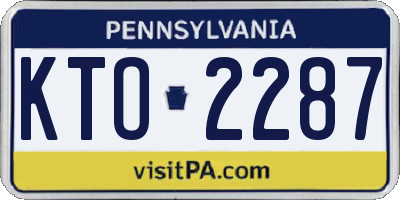 PA license plate KTO2287