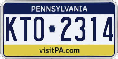 PA license plate KTO2314