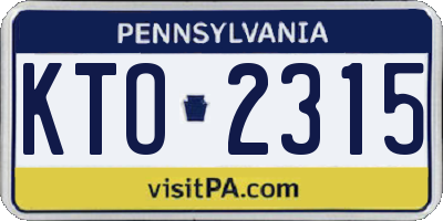 PA license plate KTO2315