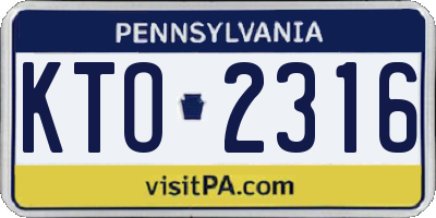 PA license plate KTO2316