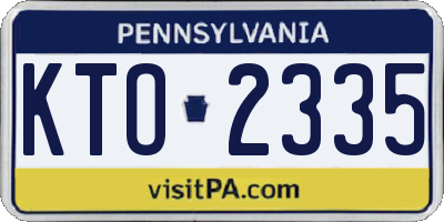 PA license plate KTO2335