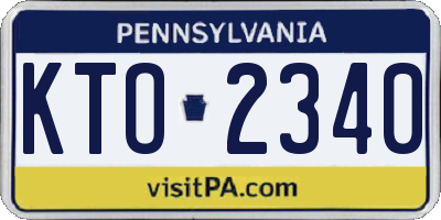 PA license plate KTO2340