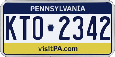 PA license plate KTO2342