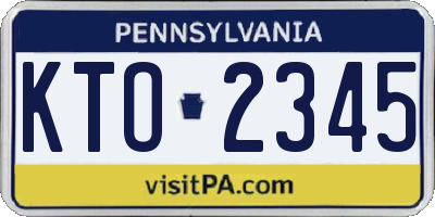 PA license plate KTO2345